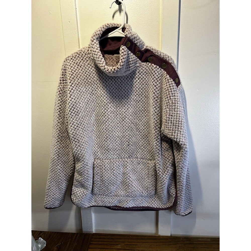 St Johns Bay High Neck Side Button Fleece Sweater Lavender Women’s Medium